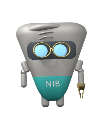 Nib looking closely at something, nib pen held at its side