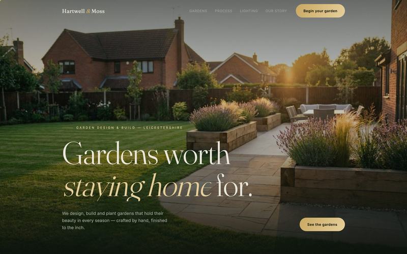 Garden design demo website built by Ospry Suite